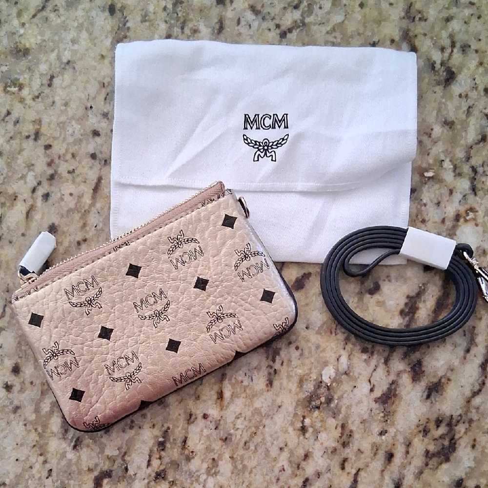 MCM Gold Wristlet with Signature Monogram